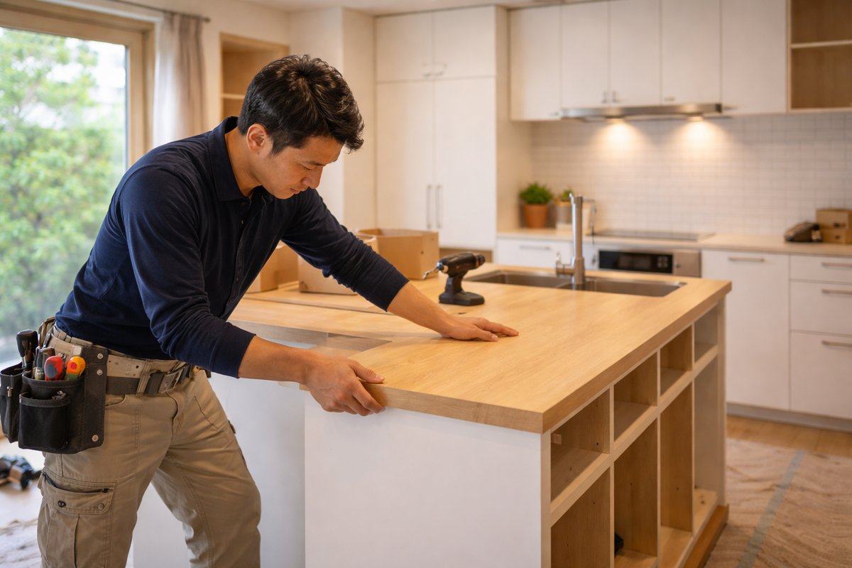 仕上げ作業中