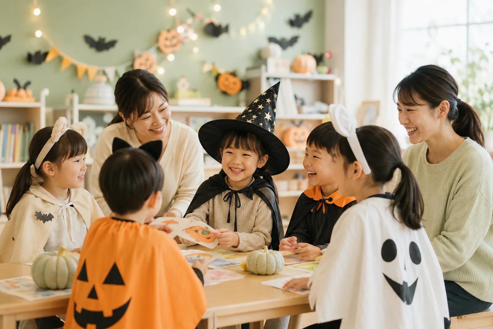 ハロウィンの仮装で楽しむ子どもたち